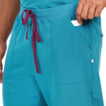 Men Scrub Bottoms Teal Relaxed Fit in Polyester