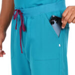 Men Scrub Bottoms Teal Relaxed Fit in Polyester