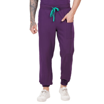 Men Scrub Bottoms Aubergine Slim Fit in Polyester