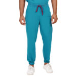 Men Scrub Bottoms Teal Slim Fit in Polyester