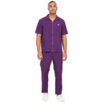 Men Scrub Tops Aubergine Zip Closure in Polyester