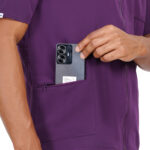 Men Scrub Tops Aubergine Zip Closure in Polyester