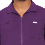 Men Scrub Tops Aubergine Zip Closure in Polyester