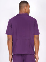 Men Scrub Tops Aubergine Zip Closure in Polyester