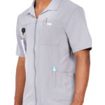 Men Scrub Tops Grey Zip Closure in Polyester