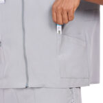 Men Scrub Tops Grey Zip Closure in Polyester