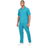 Men Scrub Tops Teal Zip Closure in Polyester