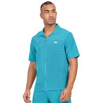 Men Scrub Tops Teal Zip Closure in Polyester