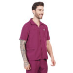 Men Scrub Tops Wine Zip Closure in Polyester