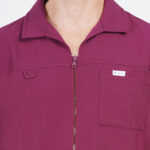 Men Scrub Tops Wine Zip Closure in Polyester