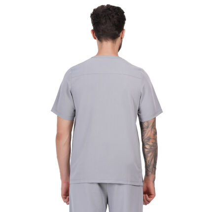 Men Scrub Tops Grey Button Closure in Polyester