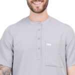 Men Scrub Tops Grey Button Closure in Polyester