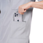 Men Scrub Tops Grey Button Closure in Polyester