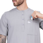 Men Scrub Tops Grey Button Closure in Polyester