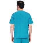 Men Scrub Tops Teal Button Closure in Polyester