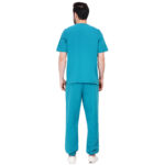 Men Scrub Tops Teal Button Closure in Polyester