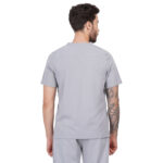 Men Scrub Tops Grey V Neck in Polyester