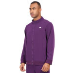 Men Zip Front Scrub Aubergine Jacket