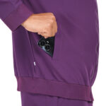 Men Zip Front Scrub Aubergine Jacket