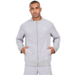 Men Zip Front Grey Scrub Jacket