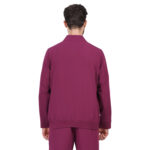 Men Zip Front Scrub Wine Jacket