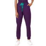 Women Scrub Bottoms Aubergine Slim Fit 4 Pockets in Polyester