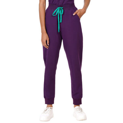 Women Scrub Bottoms Aubergine Slim Fit 4 Pockets in Polyester