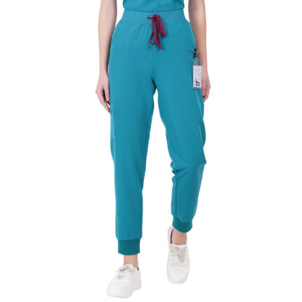 Women Scrub Bottoms TEAL Slim Fit 4 Pockets in Polyester