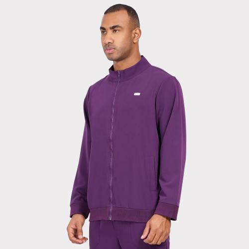 men scrub jacket aubergine