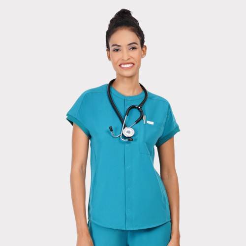 Women scrub jacket teal