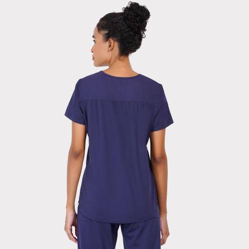 Women scrub tops navy blue